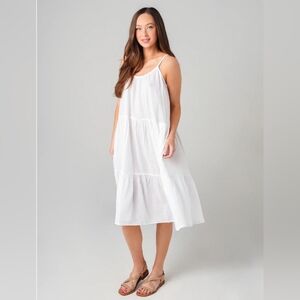 Honorine Tiered Cotton Dress White M Medium $300